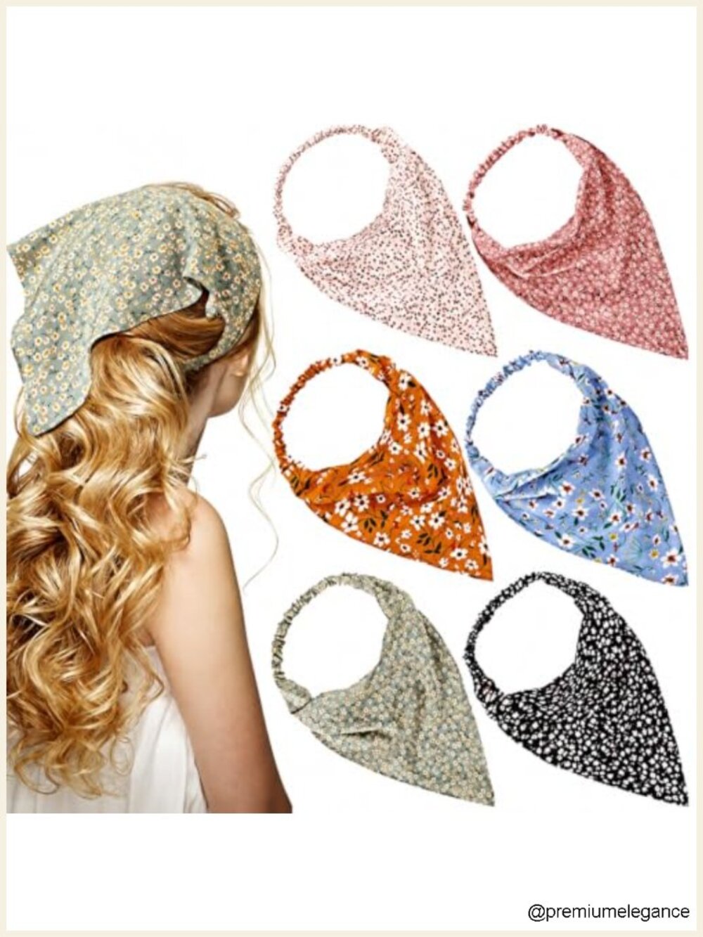6 Pcs Floral Elastic Hair Bandana Set for Women, Chiffon Boho Headbands